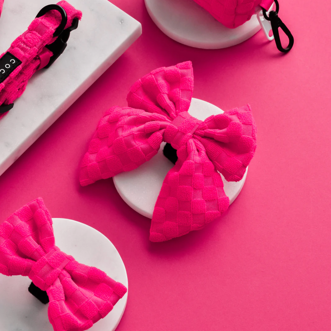 Terry Towel Sailor Bow Tie - Hot Pink